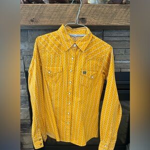 Cinch women’s small mustard yellow great condition western shirt
